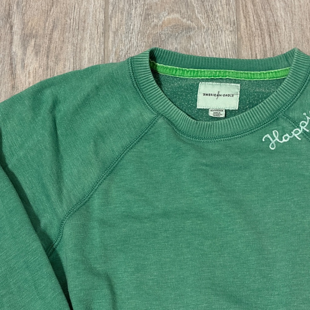 Women's American Eagle Green "Happiness" Sweatshirt - XS - Picture 5 of 7